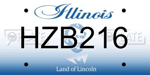 HZB216 Illinois License Plate