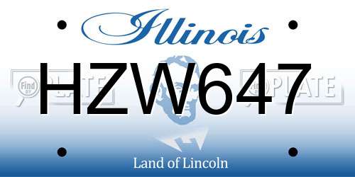 HZW647 Illinois License Plate