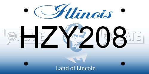 HZY208 Illinois License Plate