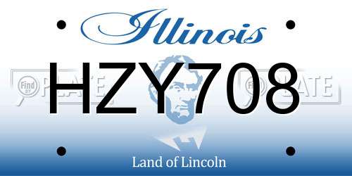HZY708 Illinois License Plate