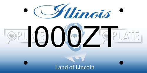 I000ZT Illinois License Plate