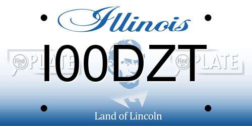 I00DZT Illinois License Plate
