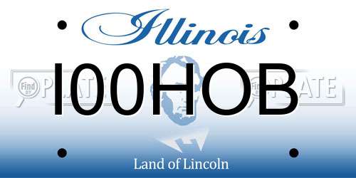 I00HOB Illinois License Plate