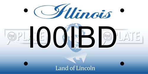 I00IBD Illinois License Plate