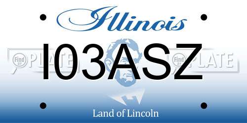 I03ASZ Illinois License Plate