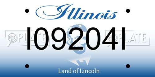 I09204I Illinois License Plate