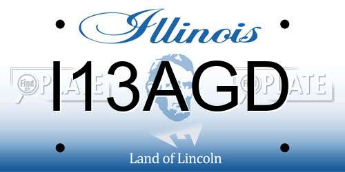 I13AGD Illinois License Plate