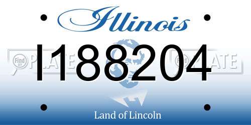 I188204 Illinois License Plate