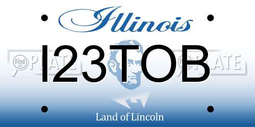 I23TOB Illinois License Plate