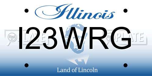 I23WRG Illinois License Plate
