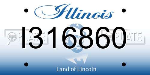I316860 Illinois License Plate