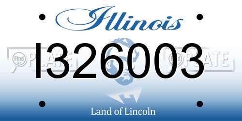 I326003 Illinois License Plate