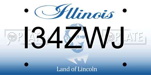 I34ZWJ Illinois License Plate