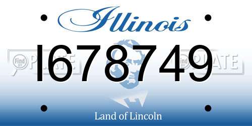 I678749 Illinois License Plate