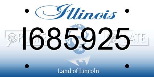I685925 Illinois License Plate