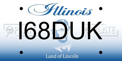 I68DUK Illinois License Plate