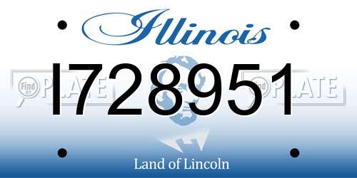 I728951 Illinois License Plate