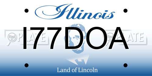I77DOA Illinois License Plate