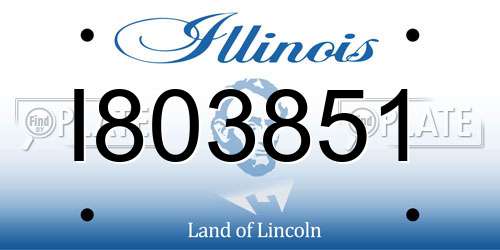 I803851 Illinois License Plate