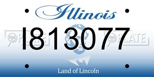 I813077 Illinois License Plate