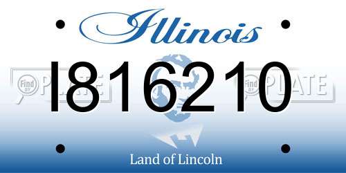 I816210 Illinois License Plate