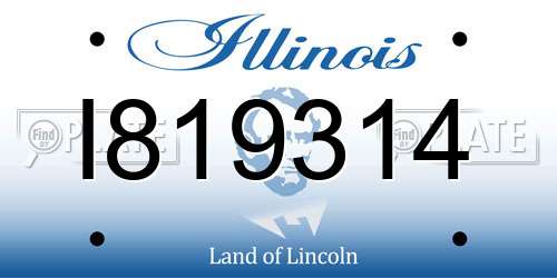 I819314 Illinois License Plate