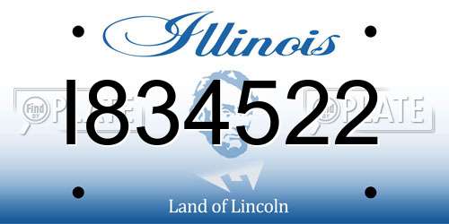I834522 Illinois License Plate