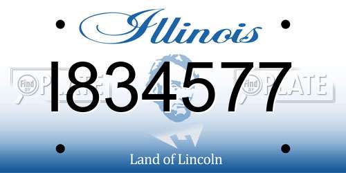 I834577 Illinois License Plate