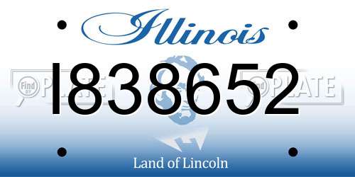 I838652 Illinois License Plate