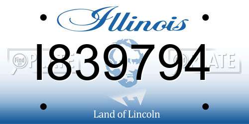 I839794 Illinois License Plate
