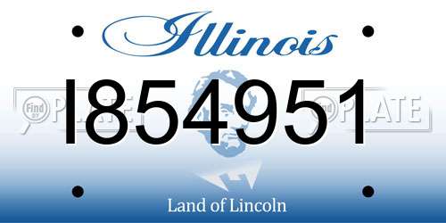I854951 Illinois License Plate