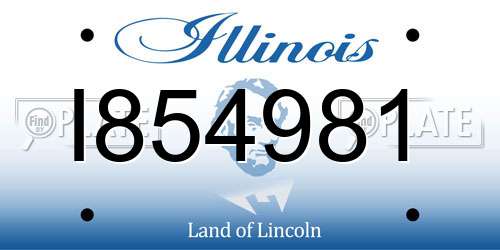 I854981 Illinois License Plate
