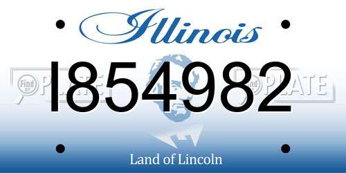 I854982 Illinois License Plate