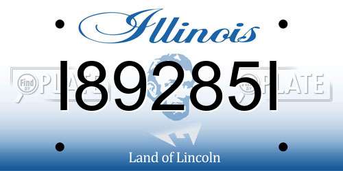 I89285I Illinois License Plate