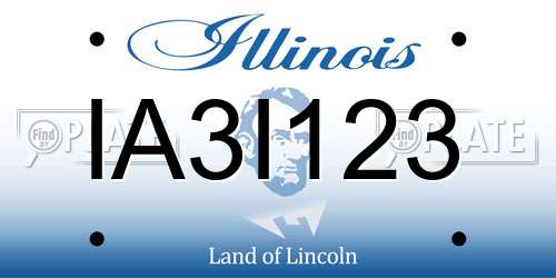 IA3I123 Illinois License Plate