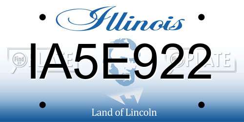 IA5E922 Illinois License Plate