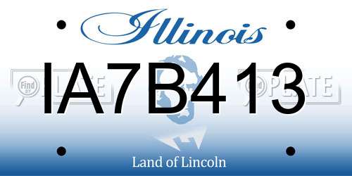 IA7B413 Illinois License Plate