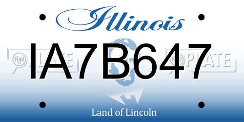 IA7B647 Illinois License Plate