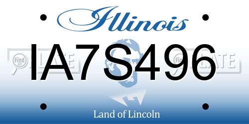 IA7S496 Illinois License Plate