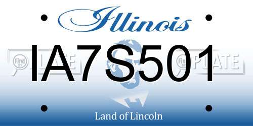 IA7S501 Illinois License Plate