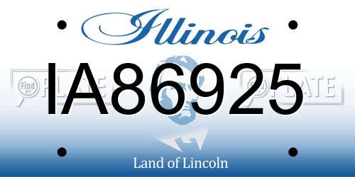 IA86925 Illinois License Plate