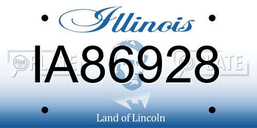IA86928 Illinois License Plate