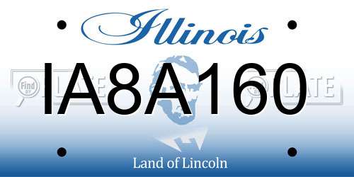IA8A160 Illinois License Plate