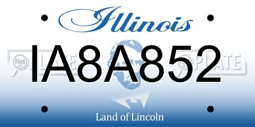 IA8A852 Illinois License Plate