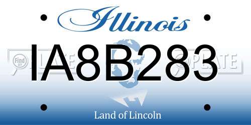 IA8B283 Illinois License Plate