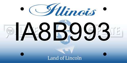 IA8B993 Illinois License Plate