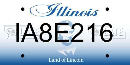 IA8E216 Illinois License Plate