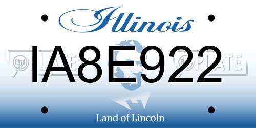 IA8E922 Illinois License Plate