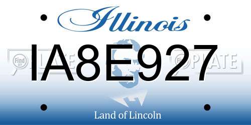 IA8E927 Illinois License Plate