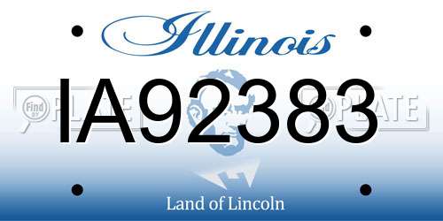 IA92383 Illinois License Plate